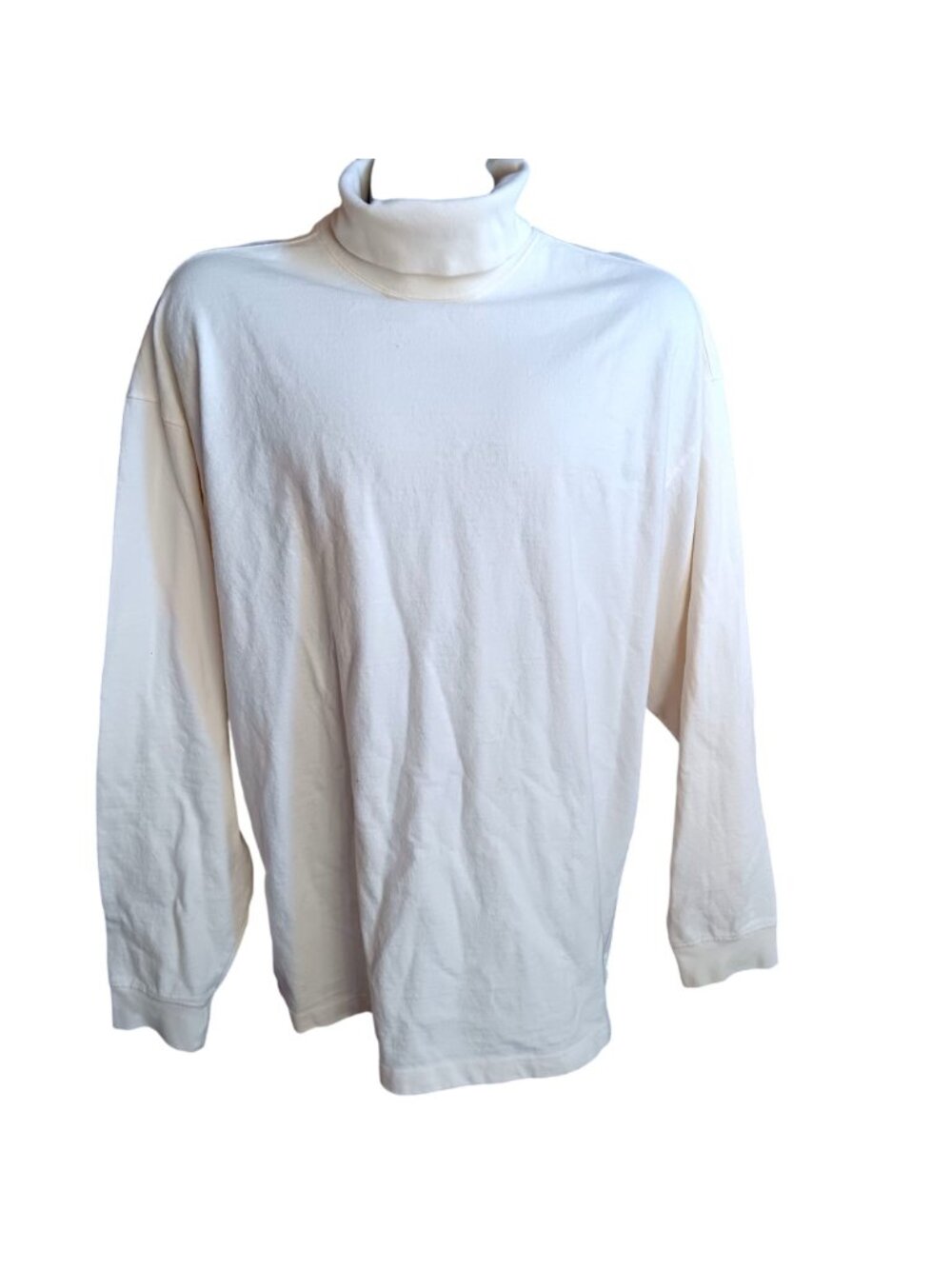 Vintage Men's XL Turtleneck 1990's Gap White All Cotton Long Sleeve Shirt